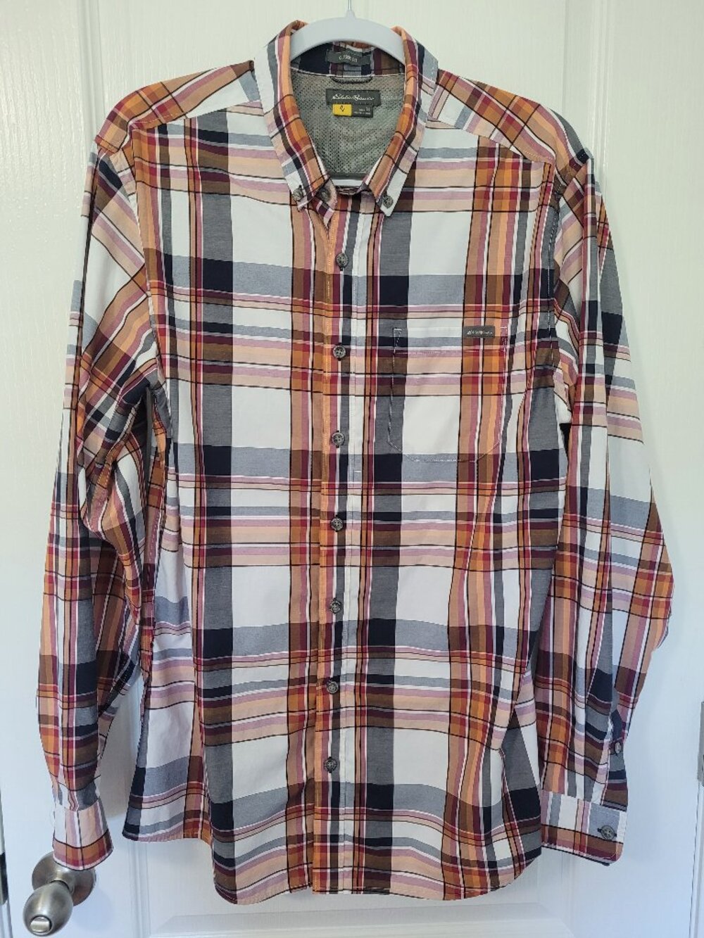 Eddie Bauer Travex Button Down Men's Tall Large Collared Shirt Plaid Long Sleeve